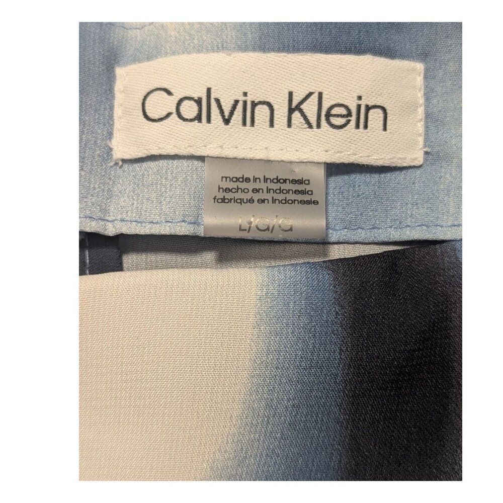 Calvin Klein Watercolor Print Sleeveless Top Keyhole Back Flutter Sleeve Size L - Picture 4 of 5